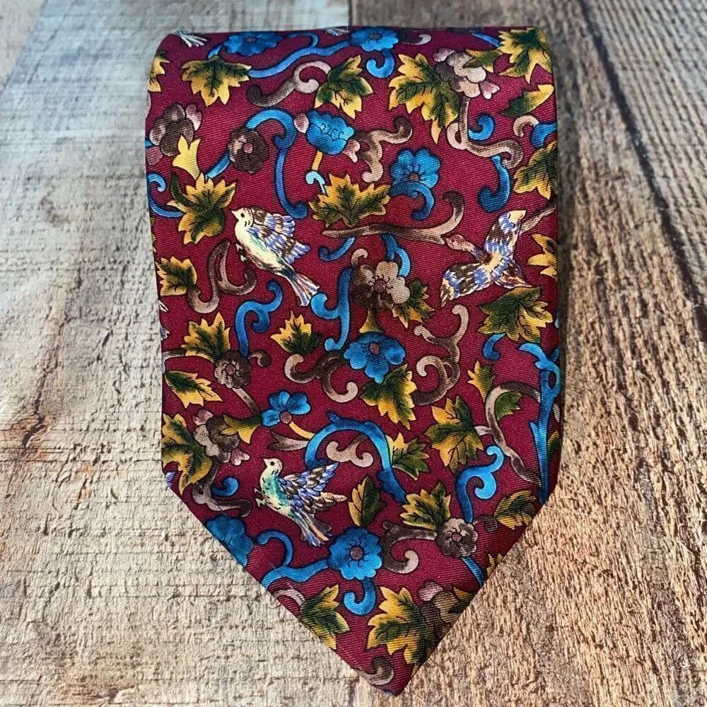 Christian Dior Bird & Flower Print Tie